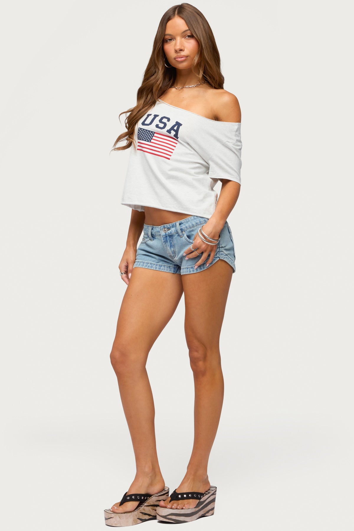 USA Babe Off Shoulder T Shirt - Image 5