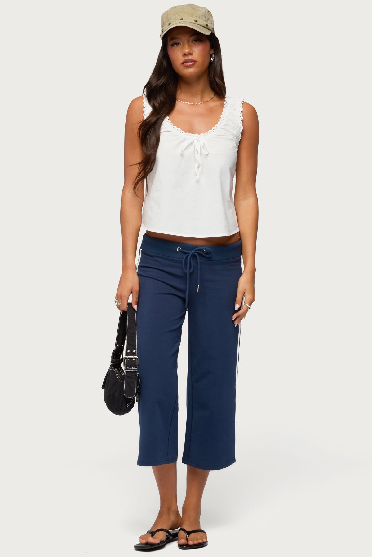 Edyth Tie Front Cotton Tank Top - Image 2
