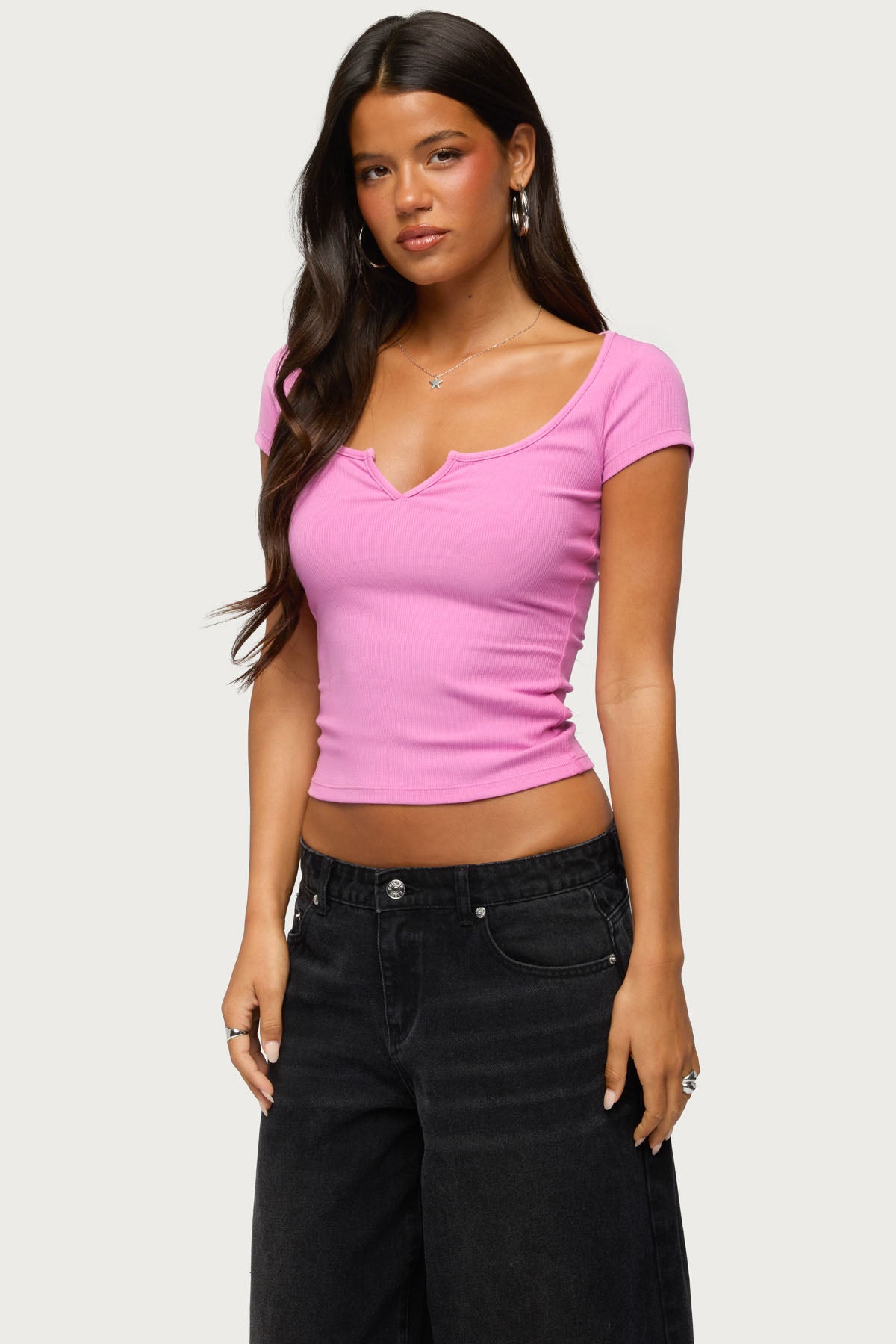 Jeanna Notch Scoop Neck T Shirt - Image 4