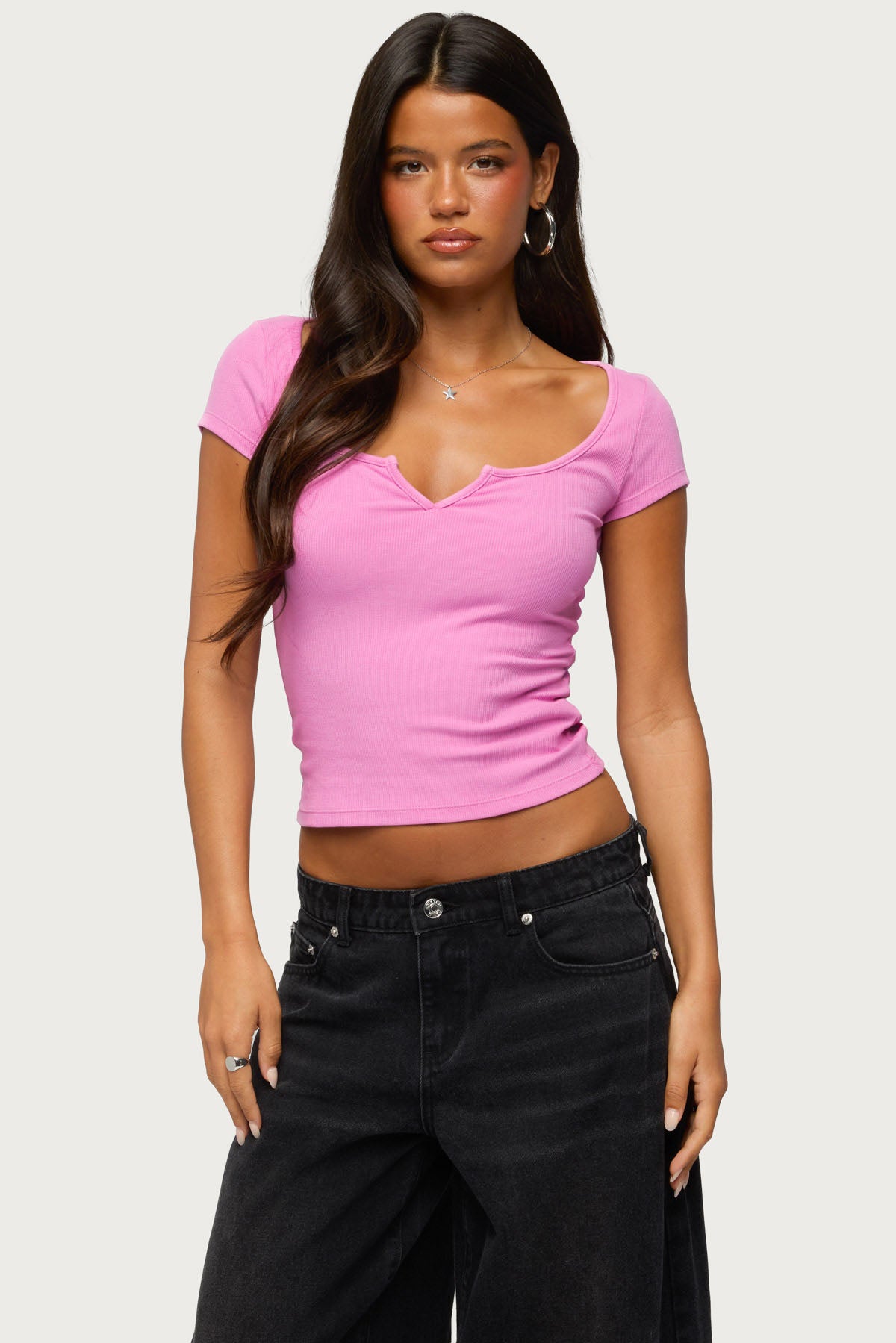 Jeanna Notch Scoop Neck T Shirt