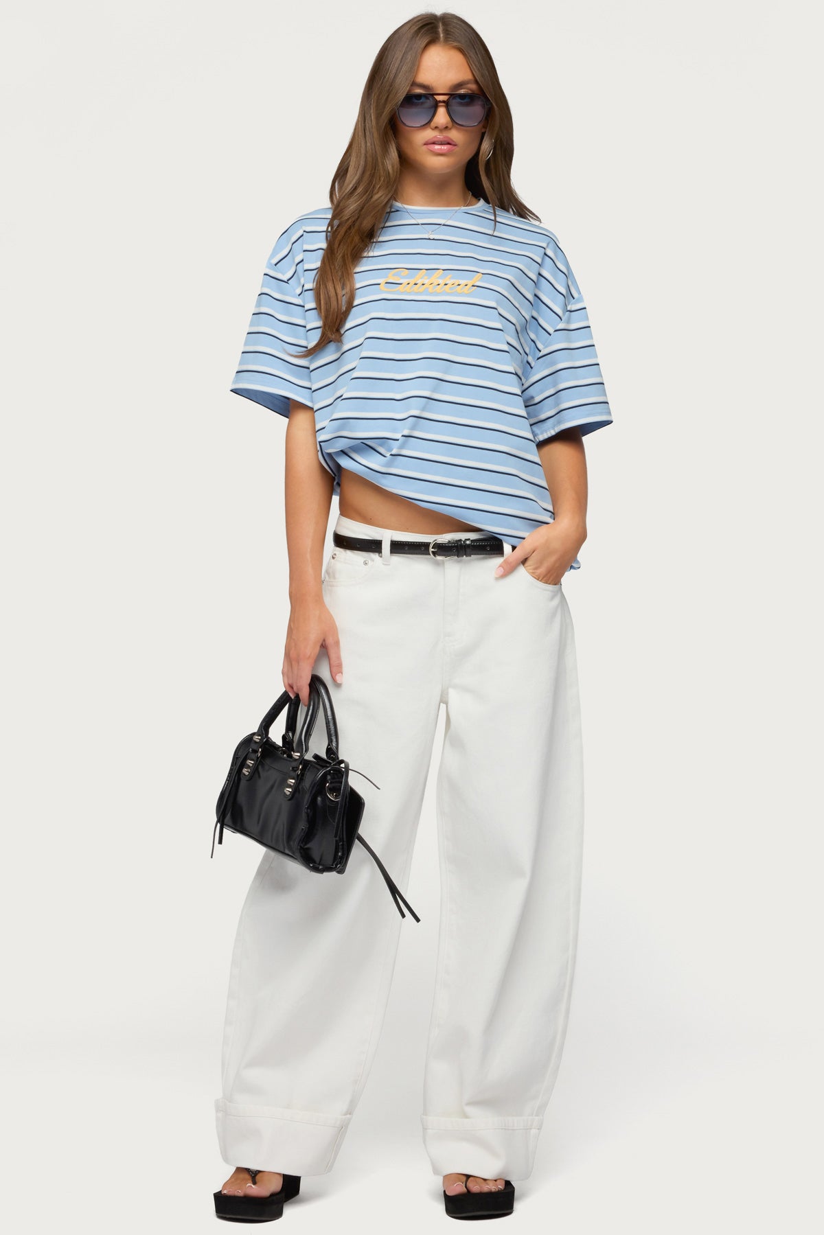 Chill Girl Striped Oversized T Shirt