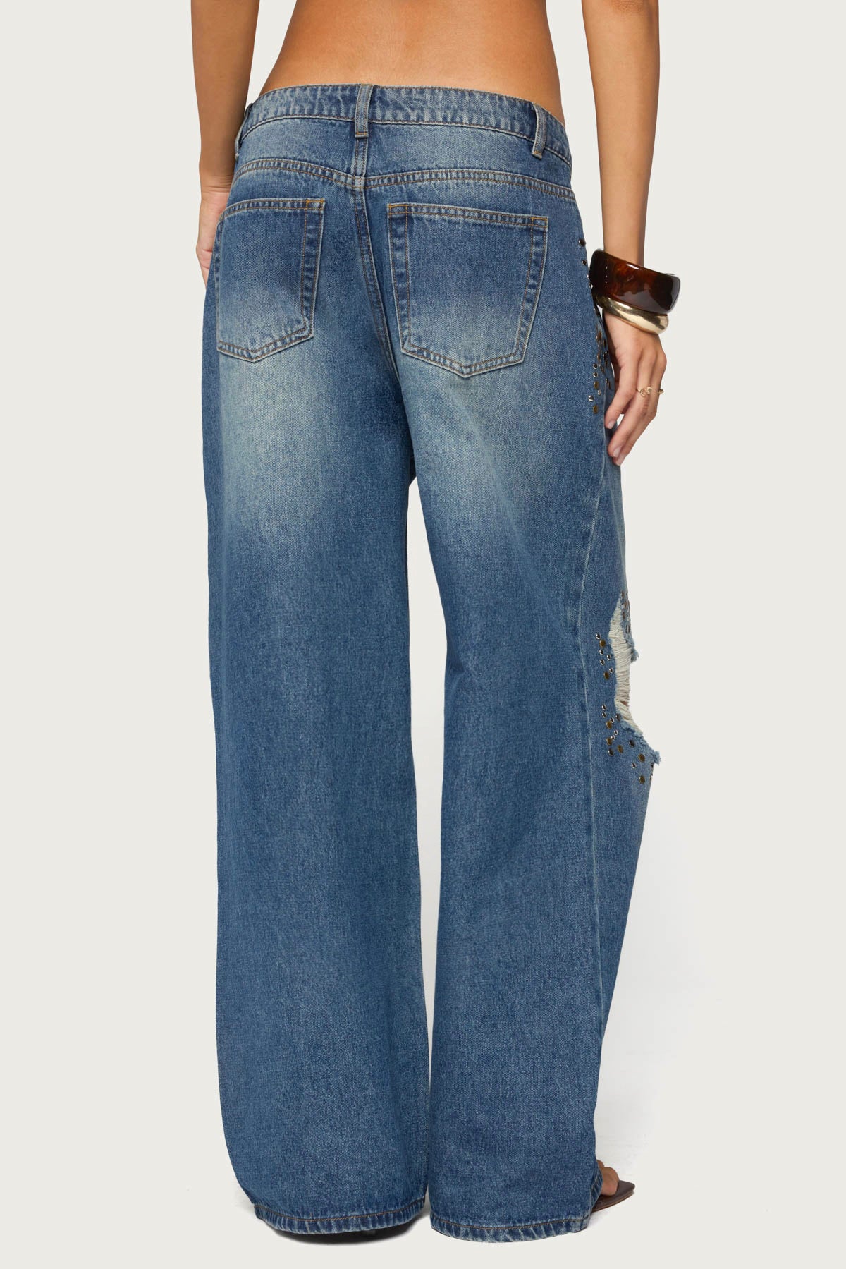 Eunia Studded Low Rise Baggy Jeans - Image 4