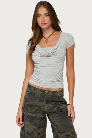 Yoya Layered Cowl Neck Top