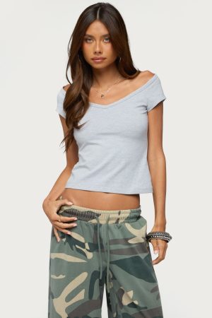 Calie Off Shoulder V Neck Top