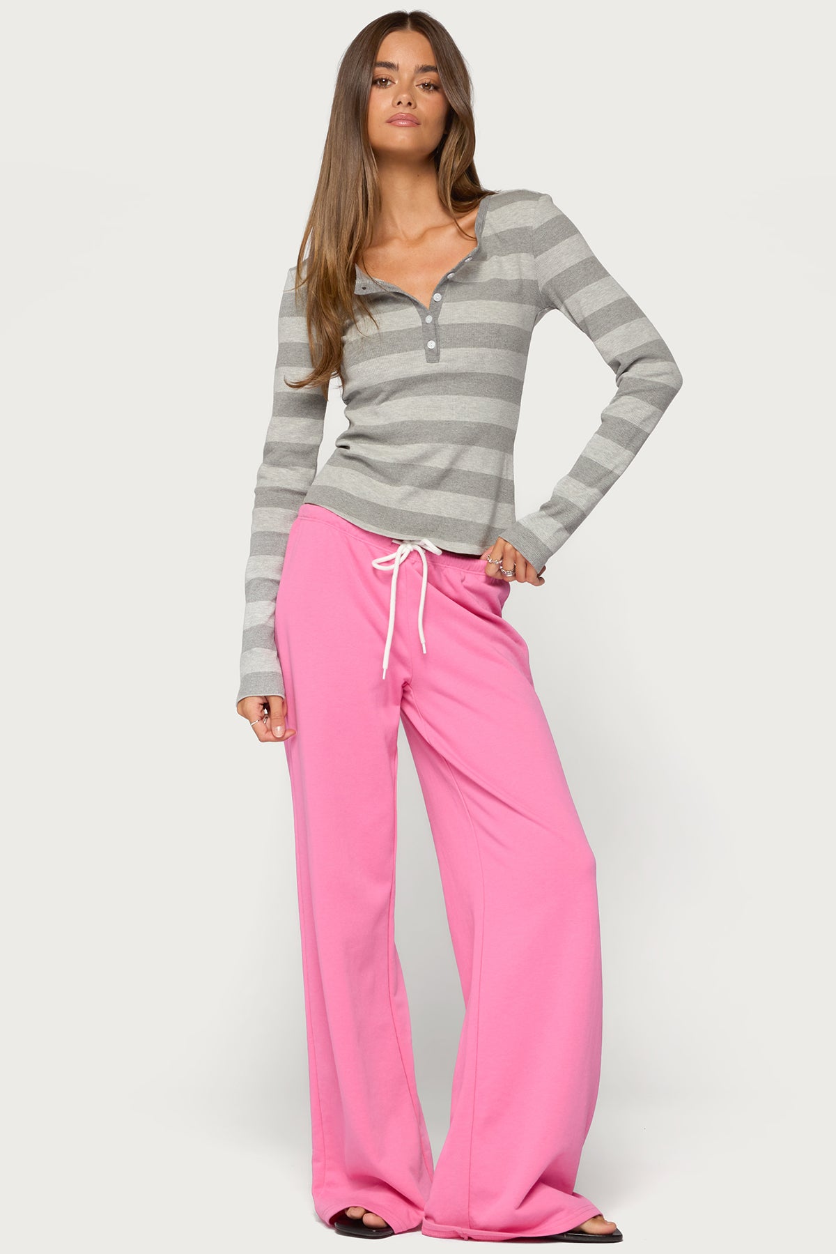 Dea Striped Long Sleeve Henley T Shirt - Image 5