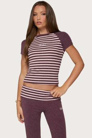 Stay Edikted Stripey Raglan T Shirt