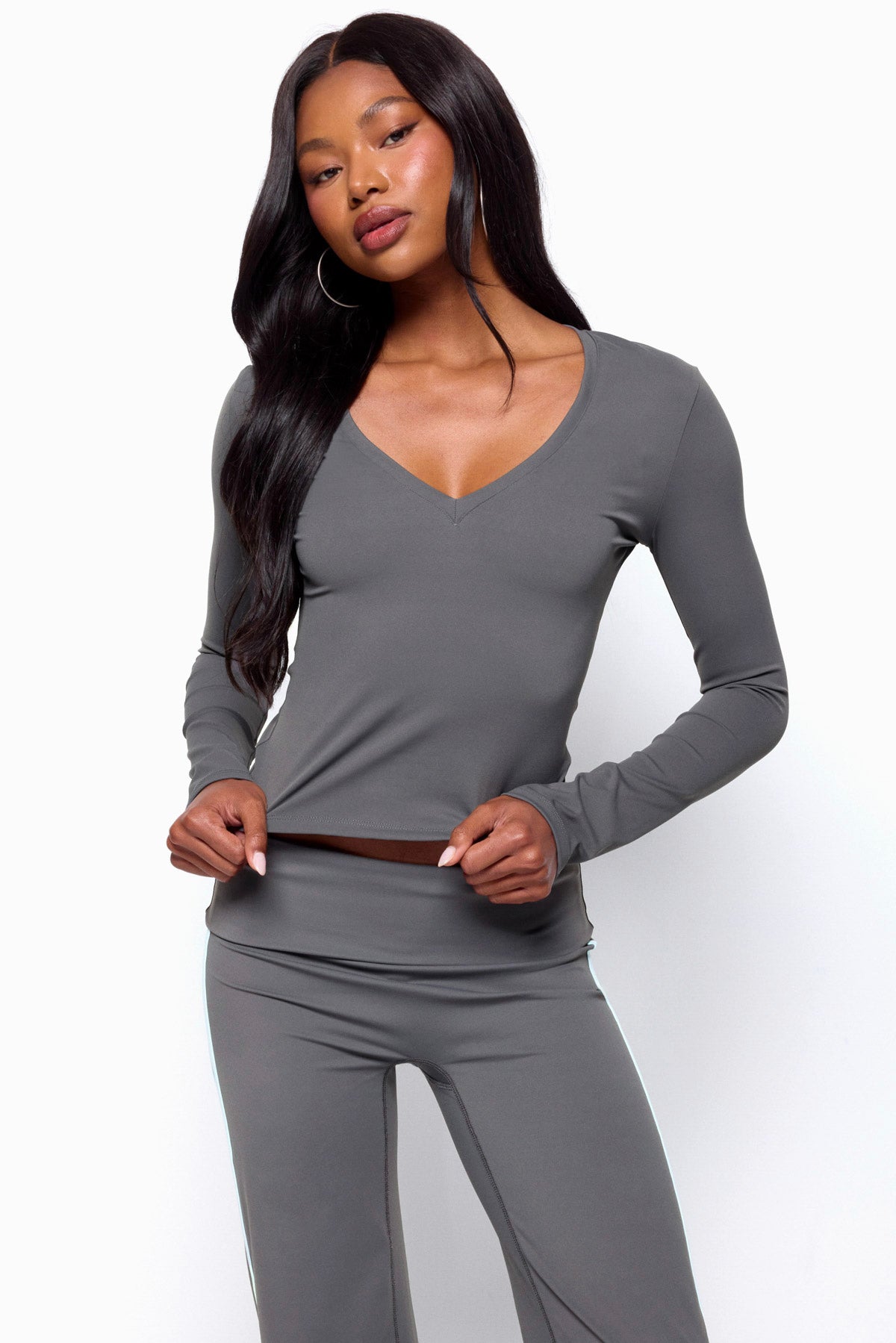 Ferne Long Sleeve V Neck Top - Image 2