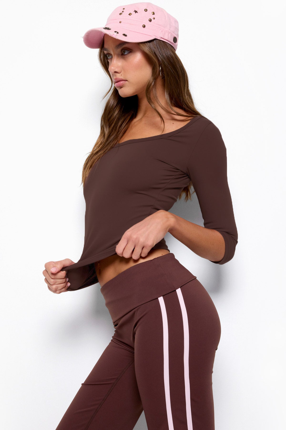 Desi Scoop Neck Three-Quarter Sleeve Top
