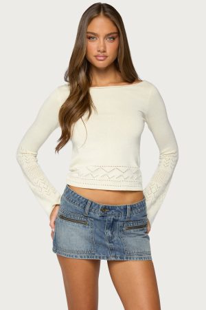 Maple Pointelle Knit Long Sleeve Top