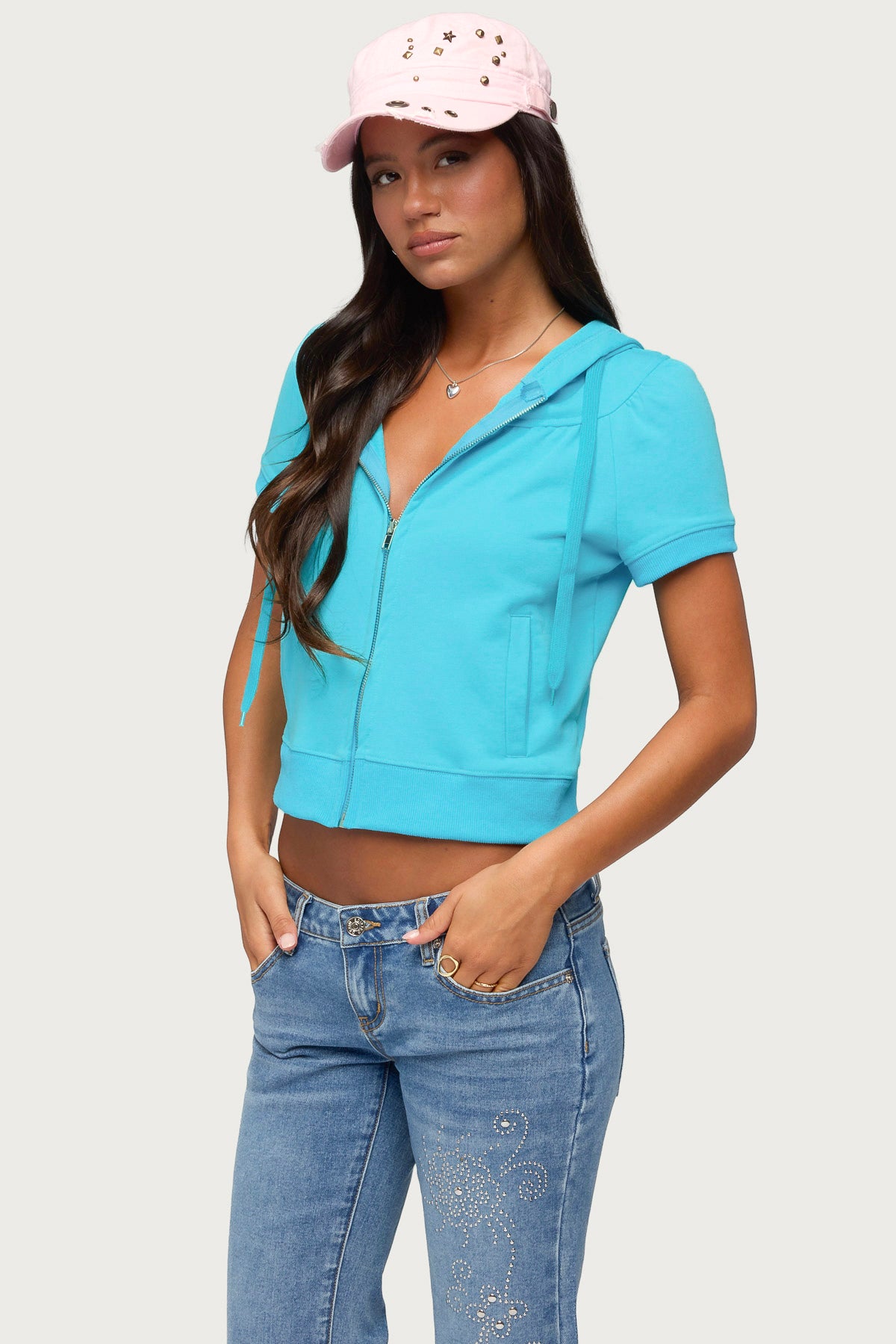 Daisi Short Sleeve Hoodie Top - Image 3
